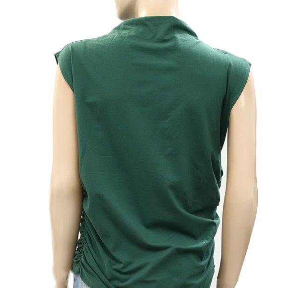 Maeve Anthropologie Mock-Neck Shell Tank Blouse Top Solid Ruched - Picture 8 of 8